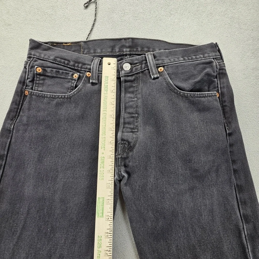 Levis 501‎ Jeans Mens Gray Charcoal Wash Straight Regular Button Fly Fits 30x27